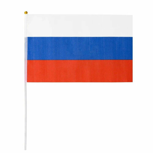 Флаг России 20х30см 12шт/уп пластик. флагшток, искусств. шелк МС-3786