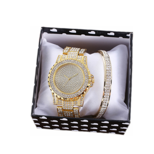 Подарочный набор женские часы и браслет со стразами Чехол. ру M-A07049 красивый романтический модный подарок молодой девушке женщине любимой дочке п.