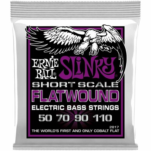 ERNIE BALL 2817 - струны для бас-гитары Power Slinky Flatwound Short Scale 50-110 струны для бас гитары ernie ball 2856 regular slinky short scale 45 105