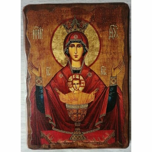 Икона Божья Матерь Неупиваемая Чаша под старину (17 х 23 см), арт IDR-2215