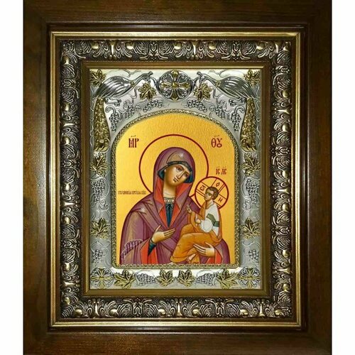 Икона Божья Матерь Грузинская, 14x18 см, в деревянном киоте 20х24 см, арт вк-2793
