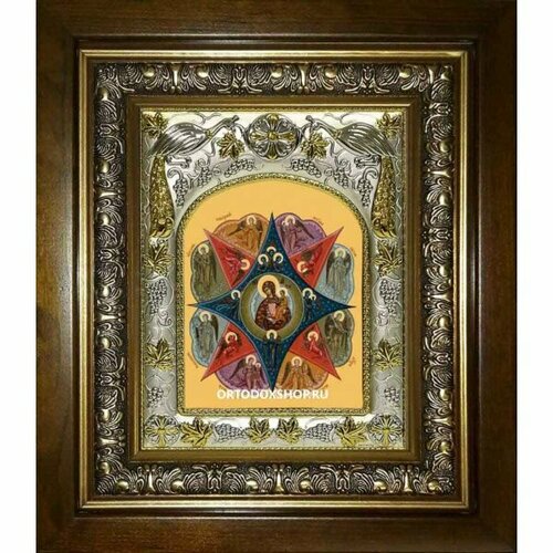 Икона Божья Матерь Неопалимая Купина, 14x18 см, в деревянном киоте 20х24 см, арт вк-3068