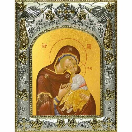 Икона Божьей Матери Влахернская 14x18 в серебряном окладе, арт вк-2671