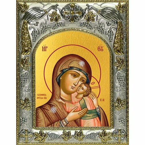 Икона Божьей Матери Чухломская, 14x18 в серебряном окладе, арт вк-5045 икона божьей матери иерусалимская 14x18 в серебряном окладе арт вк 2948