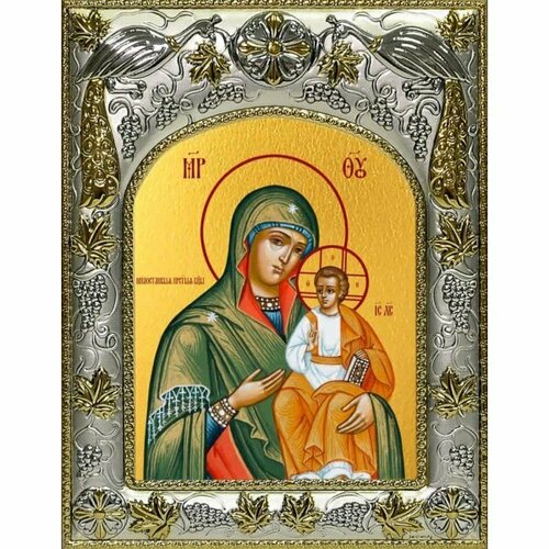 Икона Божья Матерь Милостивая 14x18 в серебряном окладе, арт вк-3006