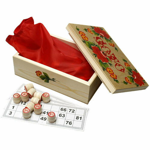 Подарки Русское лото в деревянной шкатулке с росписью Цветы