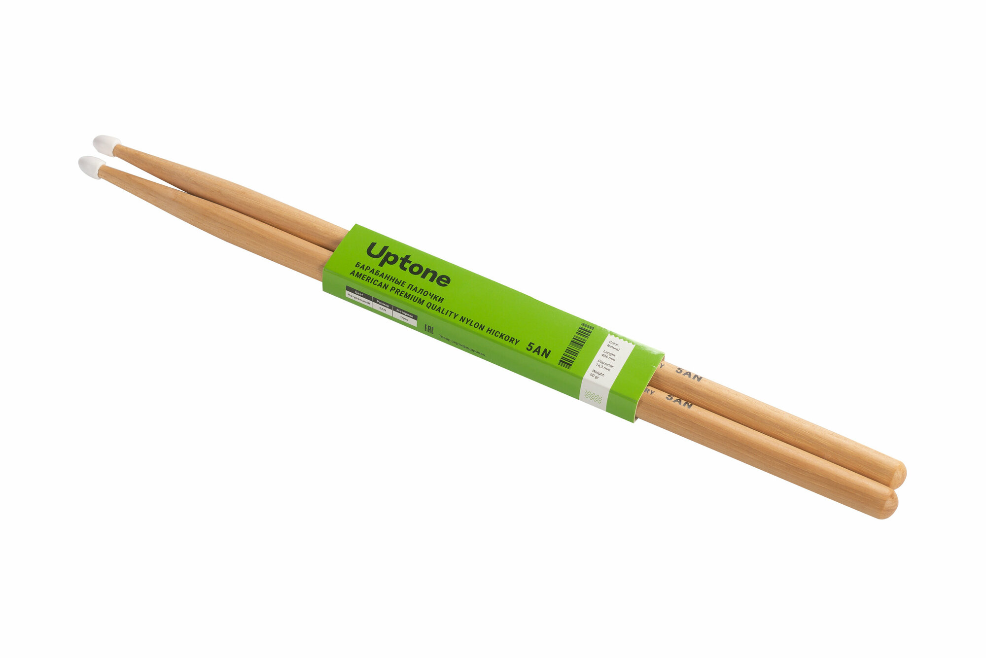 UPTONE American Premium Quality Nylon Hickory 5AN барабанные палочки, орех, нейлоновый наконечник, цвет - натуральный