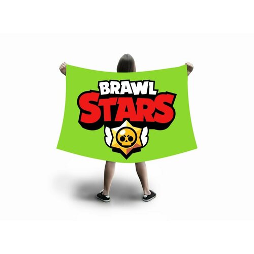 Флаг большой Brawl Stars, Бравл Старс №12 с логотипом зелёный флаг большой brawl stars бравл старс 30 с джеки