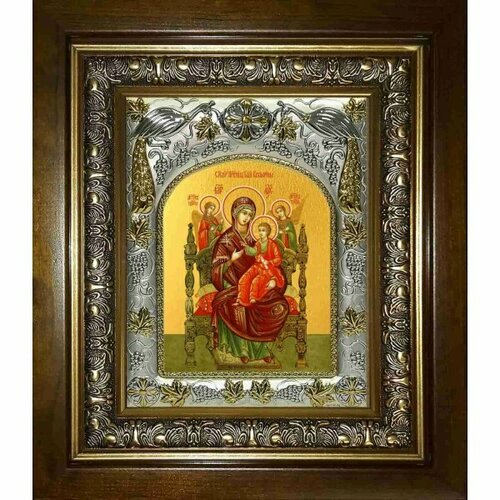 Икона Божья Матерь Всецарица, 14x18 см, в деревянном киоте 20х24 см, арт вк-2766