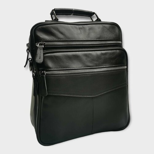 фото Сумка мессенджер , фактура гладкая, черный нет бренда