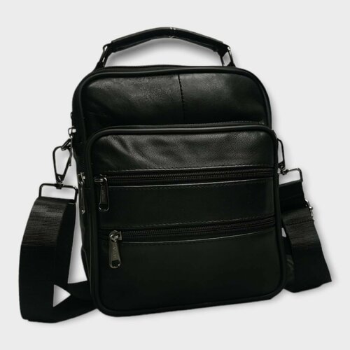 фото Сумка мессенджер , фактура гладкая, черный нет бренда