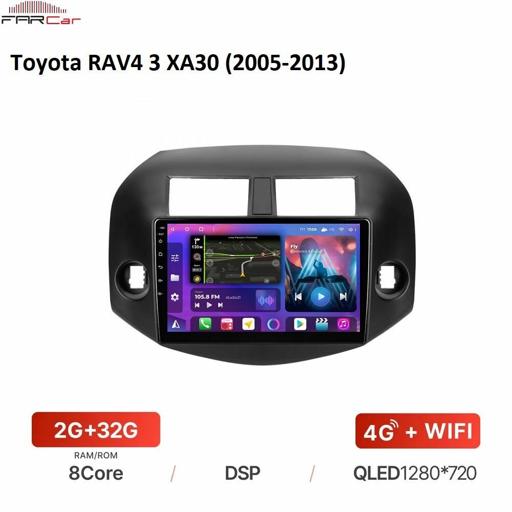 Штатная магнитола FarCar для Toyota RAV4 3 XA30 (2005-2013) на Android 12