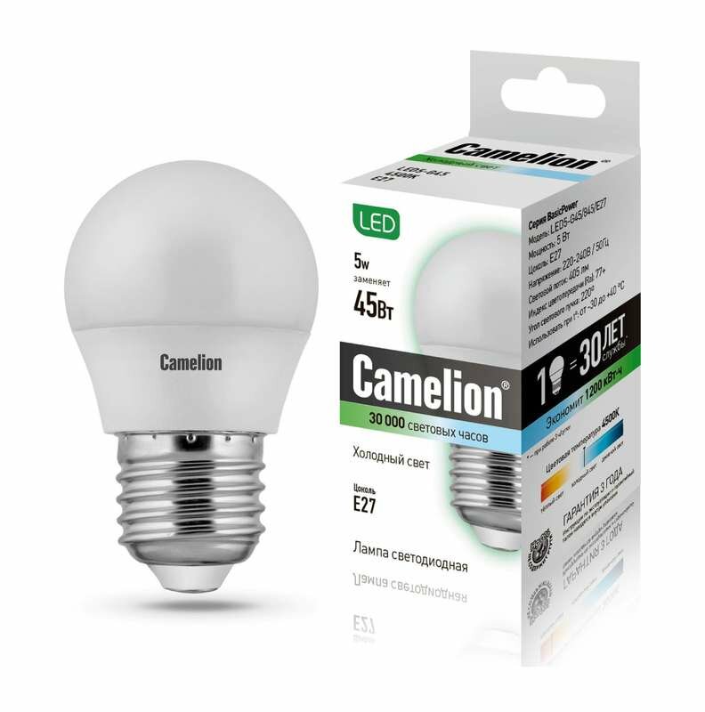 Светодиодная лампа Camelion LED5-G45/845/E27 - фотография № 7