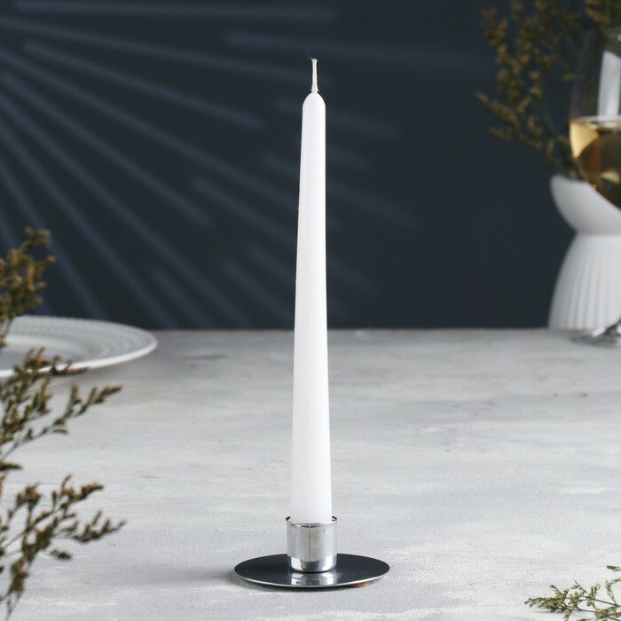 Подсвечник "Круг" металл на одну свечу, 7х3 см, хром для дома