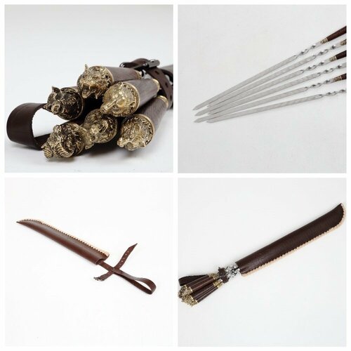 Шампура с деревянной ручкой в чехле, набор шампуров, подарочный набор для мужчин шампура, 70 см, 6 шт