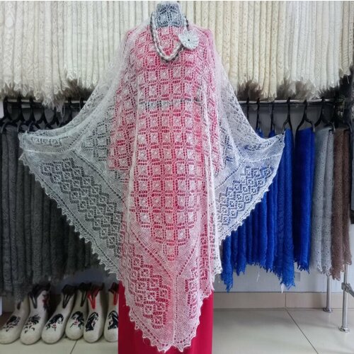 Платок Орчанка, 120х120 см, белый