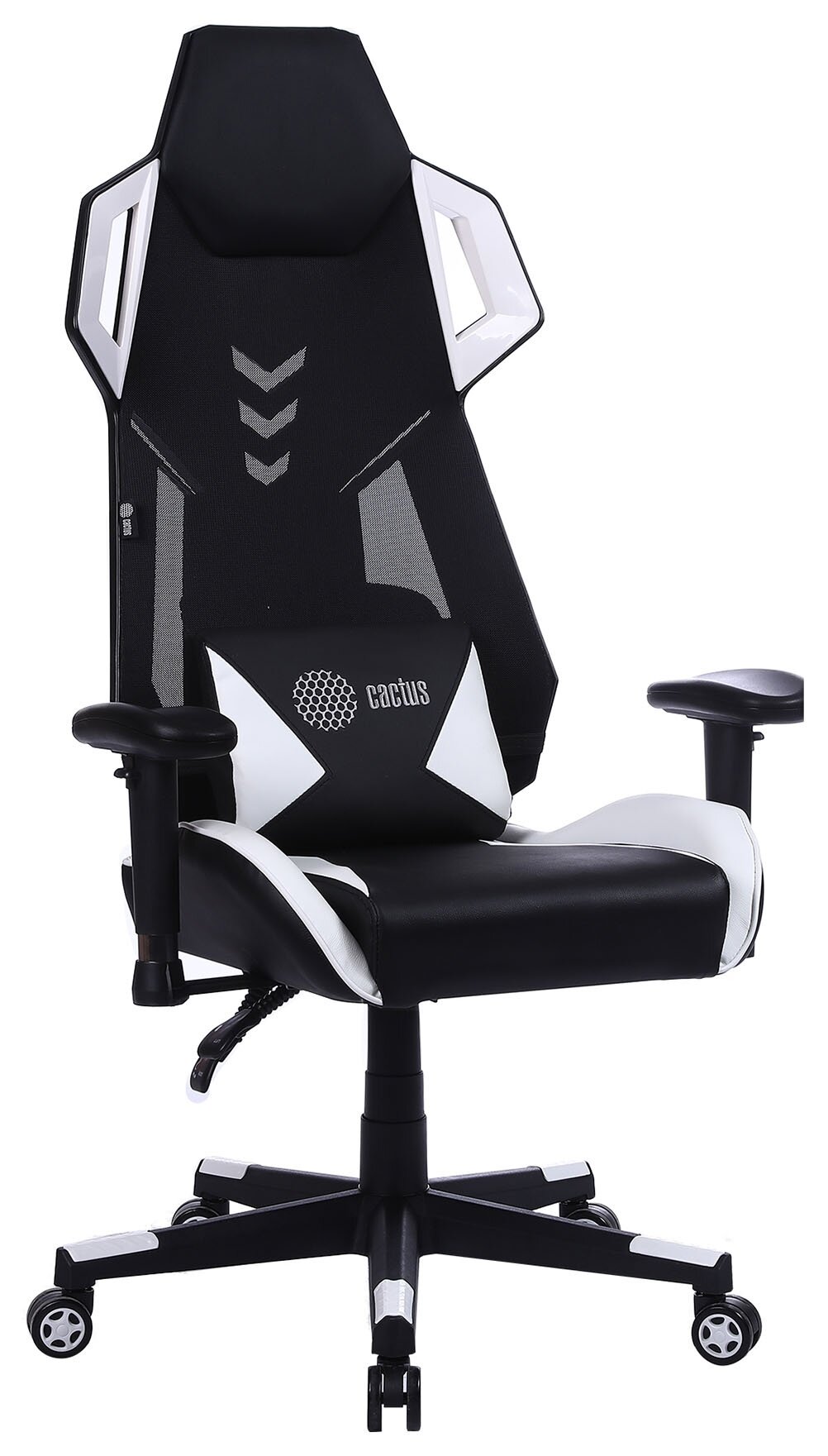 Кресло игровое Cactus CS-CHR-090BLW черный/белый сиденье черный/белый эко. кожа крестовина пластик пластик черный/белый