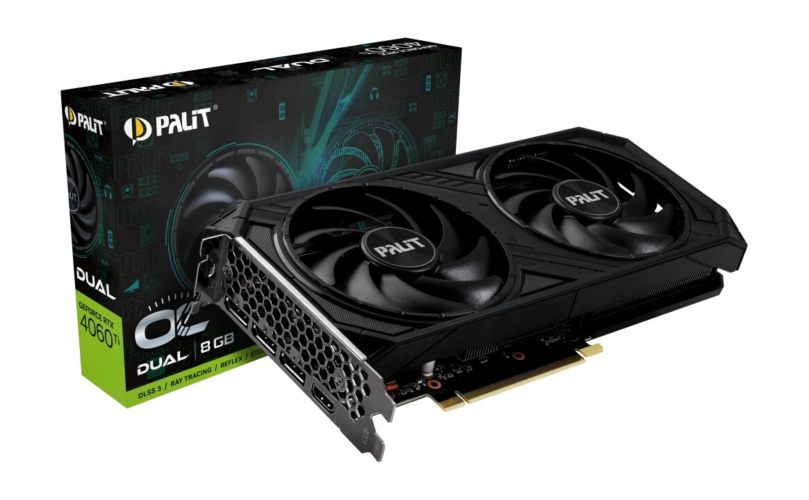 Видеокарта Palit RTX4060Ti DUAL OC 8GB GDDR6 128-bit DPx3 HDMI