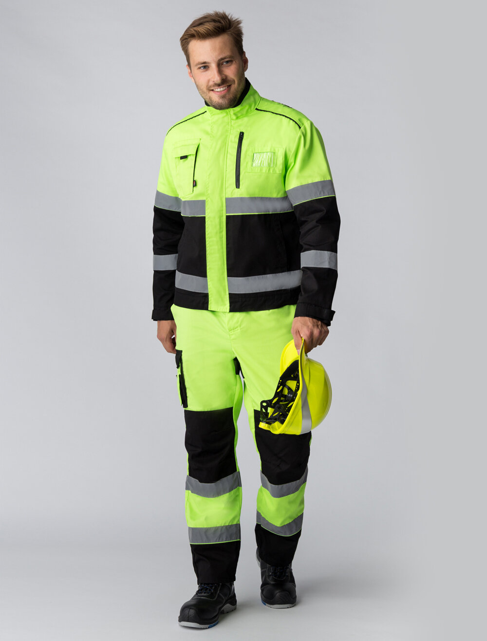 фото Костюм дорожник Сигнал-1 (тк. Балтекс,210) брюки, лимонный/черный, 48-50; 170-176, шт/ Сигнальный костюм / Рабочий костюм сигнальный / Спецодежда