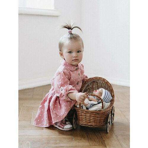 фото Платье зайка, муслин, хлопок, размер 80, розовый