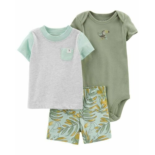 Комплект одежды  Carter's детский, размер 3M, зеленый, серый