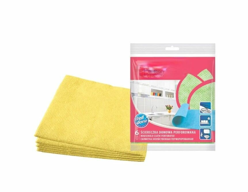 фото Салфетка хозяйственная 35х35 см перфорированная 6 шт