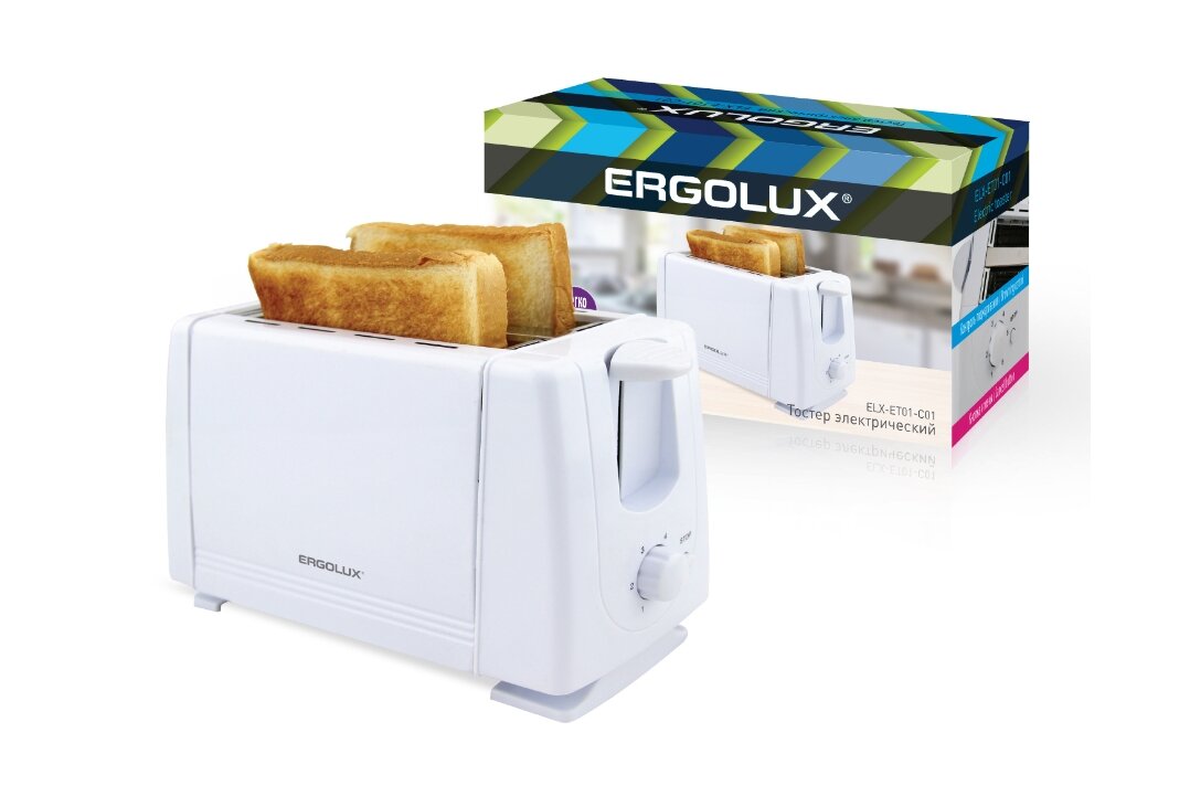 Электрический тостер ERGOLUX ELX-ET01-C01 белый 220-240 В, 700 Вт