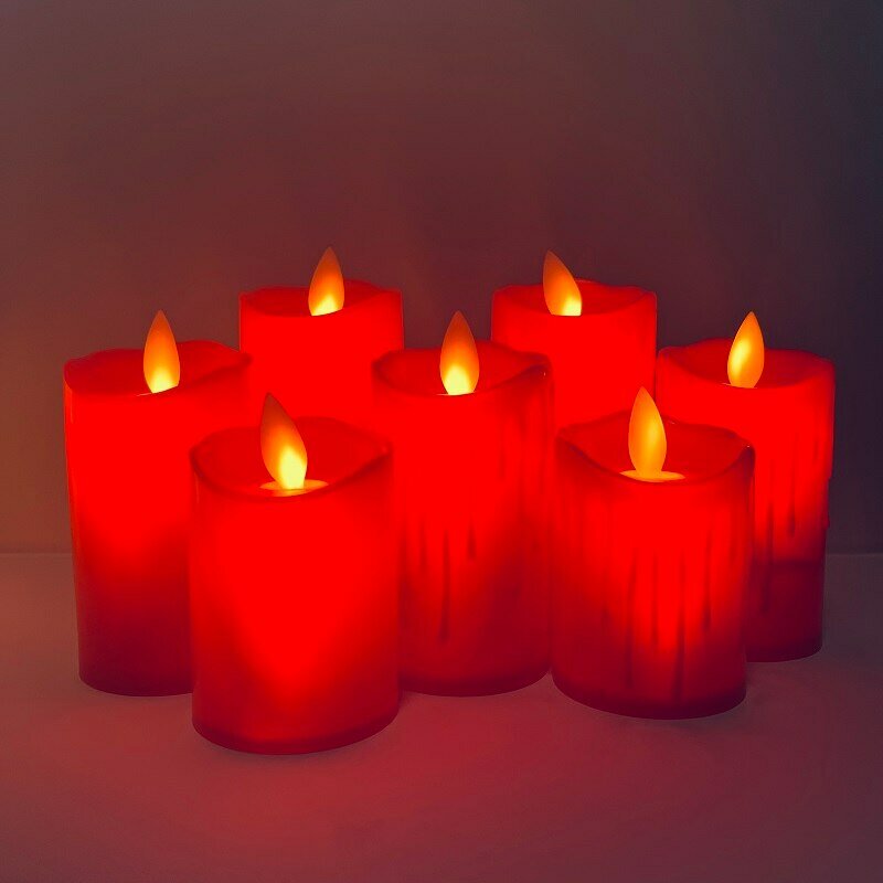 Свечи электронные, светодиодные 8 см / разноцветные 3 шт. в наборе (красный, белый, бежевый) - фотография № 4