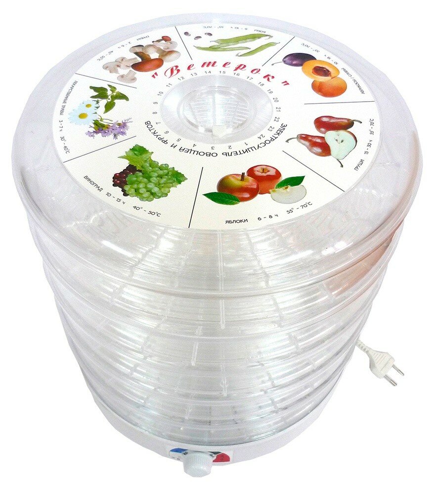 Сушилка для овощей и фруктов СПЕКТР-ПРИБОР Ветерок-2, белый, 6 поддонов - фото №9