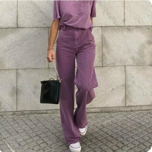 Брюки , размер 44, фиолетовый