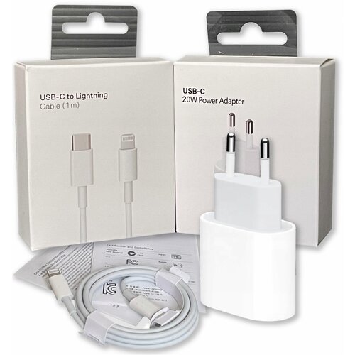 Зарядное устройство для айфона / для iPhone, iPad / Быстрая зарядка 20W / Кабель в комплекте apple genuine power adapter 5 w usb white md812b c