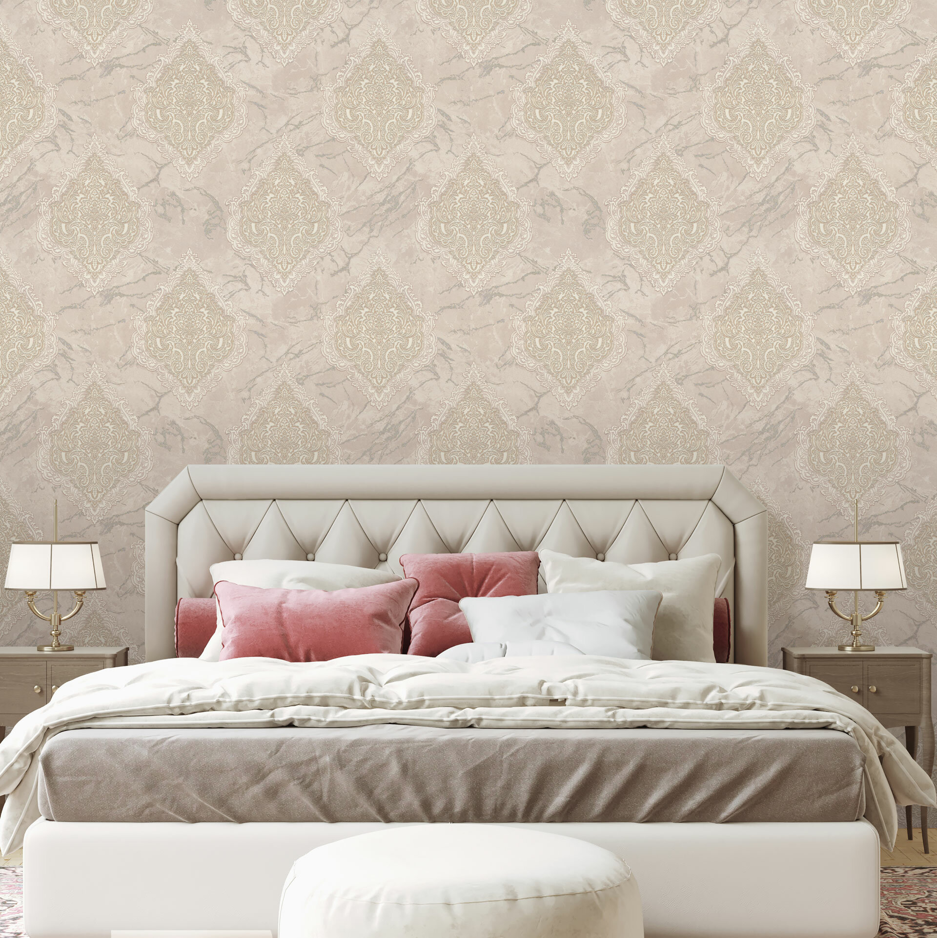 Виниловые обои Euro Decor Sultan 7135-01 бежевые 1,06х10,05 м - фото №7