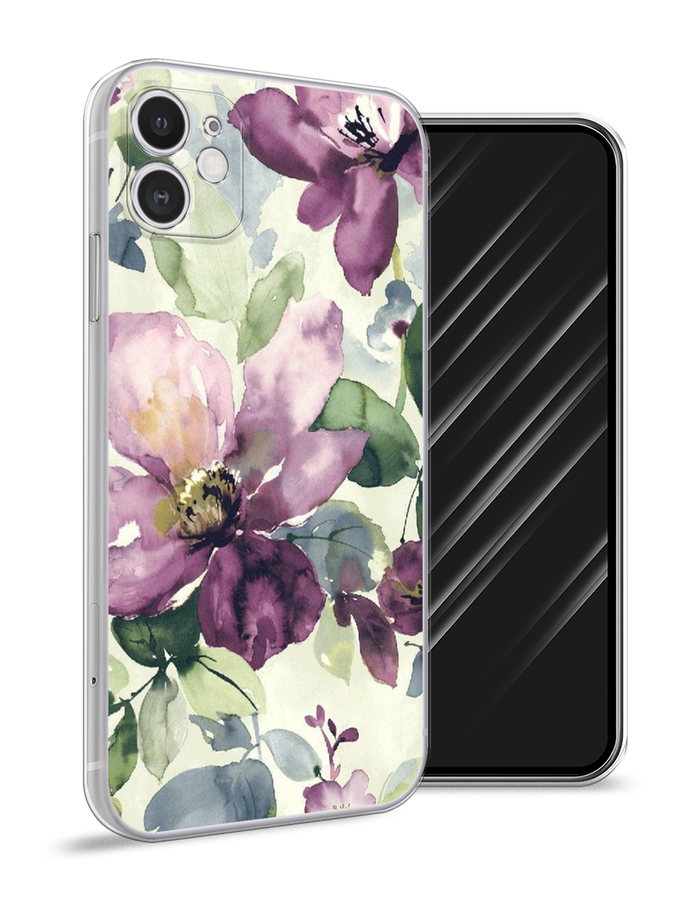 Силиконовый чехол "Сиреневые цветы-акварель" на Apple iPhone 11 / Айфон 11