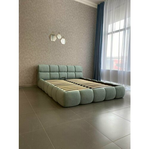 VIERO Двуспальная кровать Касабланка мягкое изголовье с размером спального места 200х200 с ортопедическим основанием, без подъемного механизма