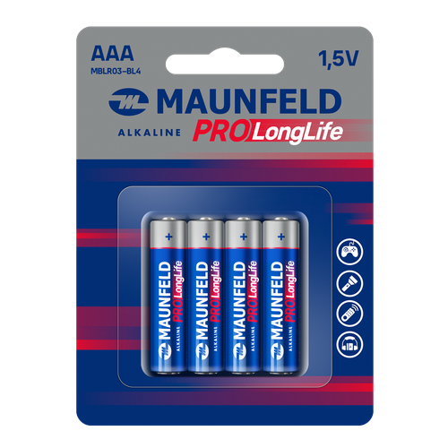 Батарейки MAUNFELD PRO Long Life Alkaline ААА(LR03) MBLR03-BL4, блистер 4 шт.