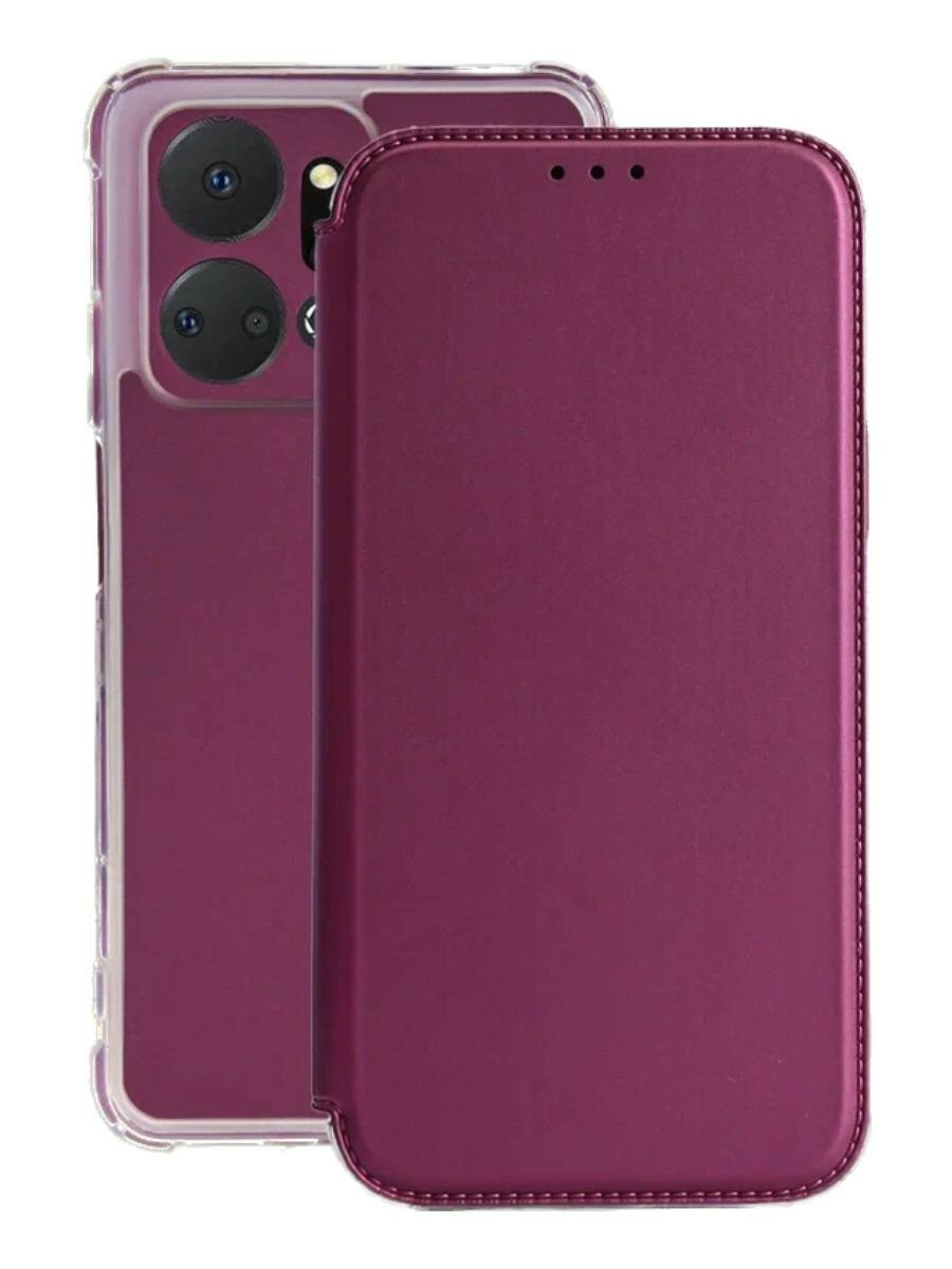 Чехол-книжка для Honor X7A с противоударным бампером с усиленными углами для хонор х7а Бордовый