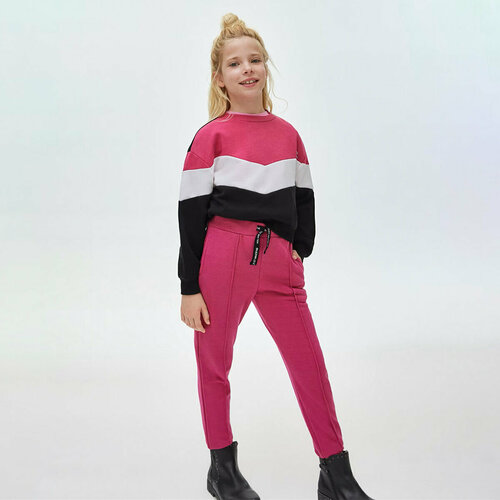 Костюм спортивный Mayoral, размер 16 лет (158-162 см), черный, розовый костюм глория трикотаж футболка и бриджи классический стиль прямой силуэт карманы трикотажный пояс на резинке размер 100 мультиколор