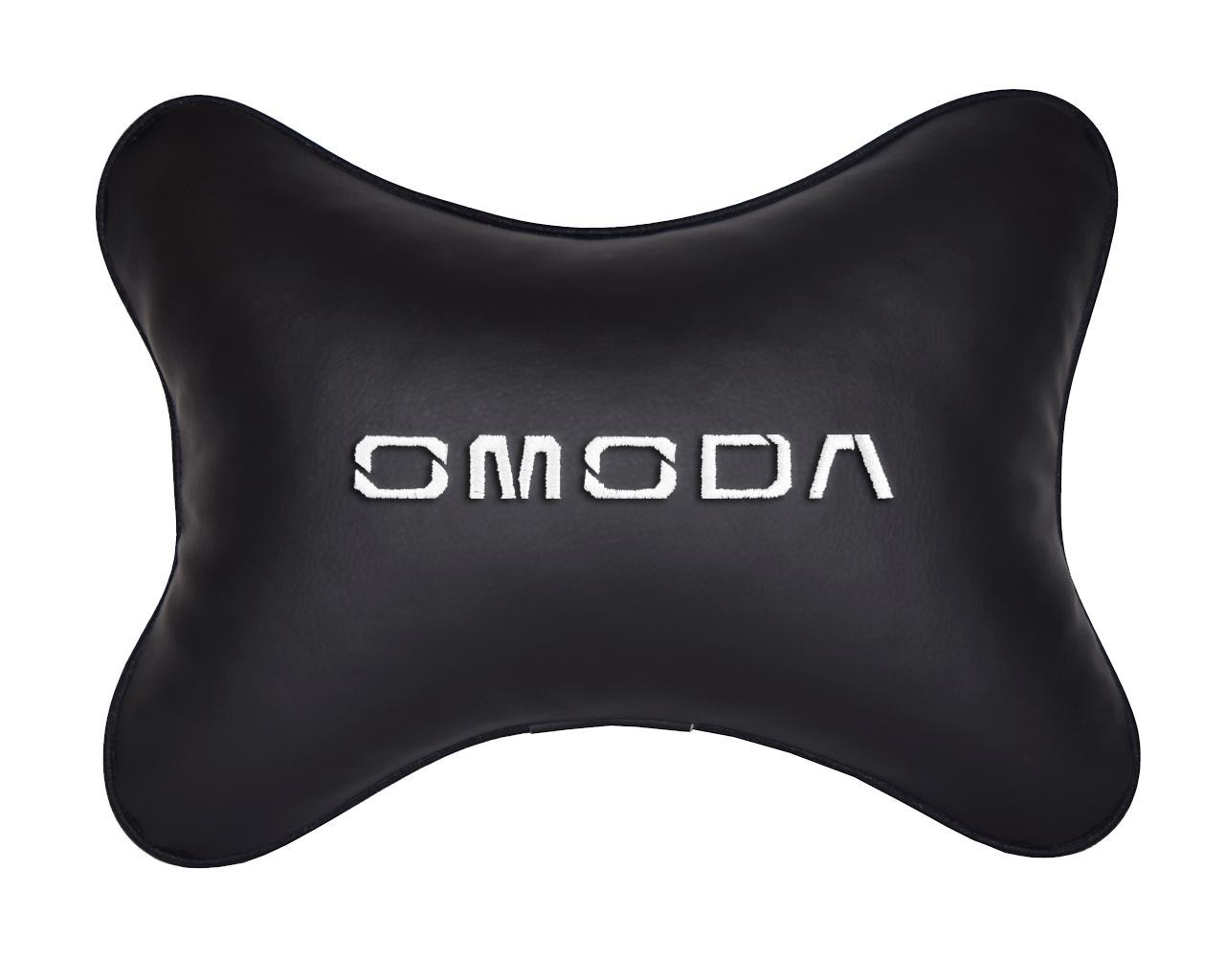 Подушка на подголовник экокожа Black с логотипом автомобиля OMODA