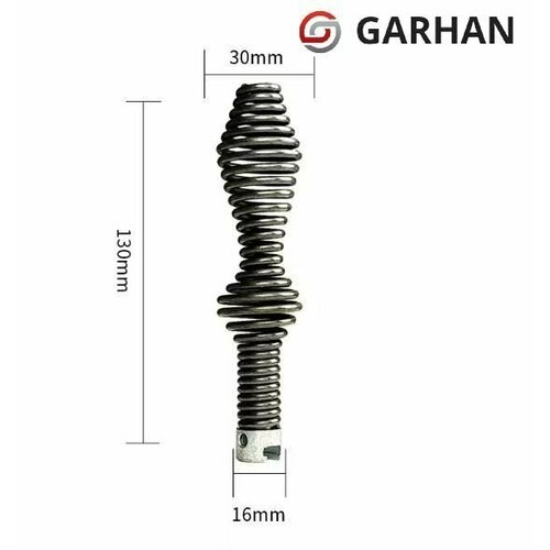 Насадка на трос сантехнический двойная грушевидная, спираль GARHAN 16мм. Насадки для спиралей, троса, для прочистки канализации.