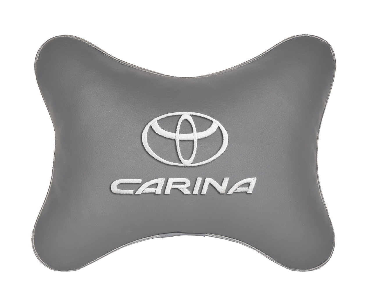 Подушка на подголовник экокожа L.Grey с логотипом автомобиля TOYOTA CARINA