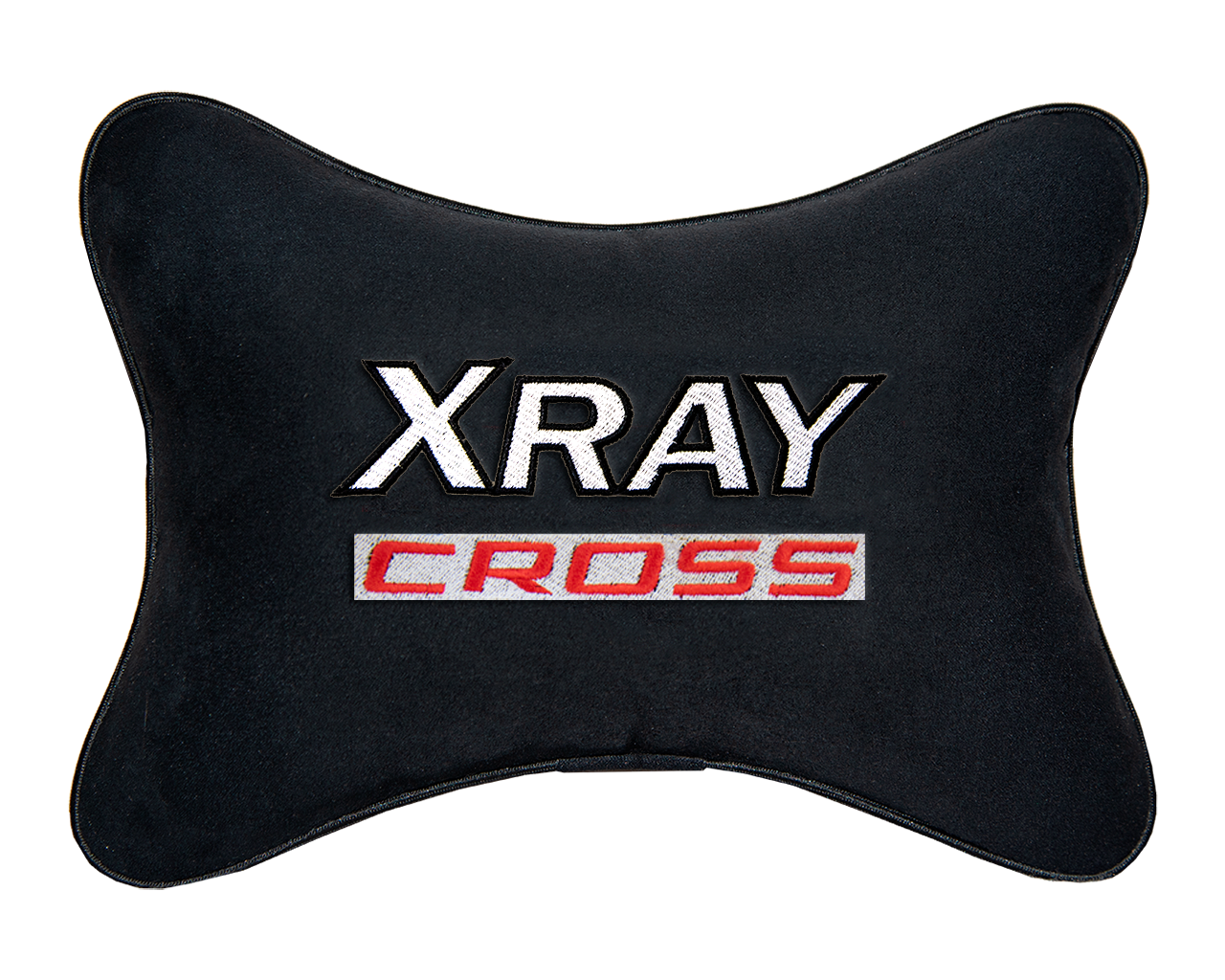 Подушка на подголовник алькантара Black с логотипом автомобиля LADA XRAY CROSS