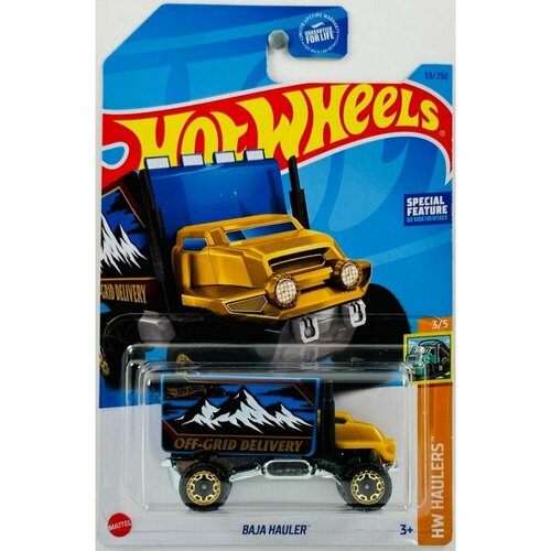 Машинка Hot Wheels коллекционная BAJA HAULER черный; желтый HKJ98 hot wheels lancia delta integrale ланчия 51 250 baja blazers 6 10 mattel 2021