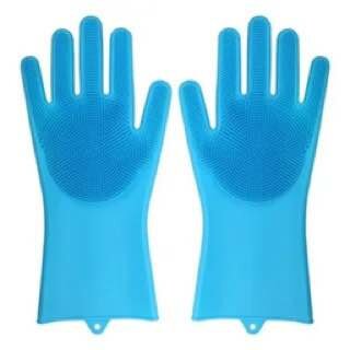 Многофункциональные перчатки силиконовые термостойкие для мытья посуды, перчатки-щетка для кухни, BloomingHome accents. BH-SWG-03