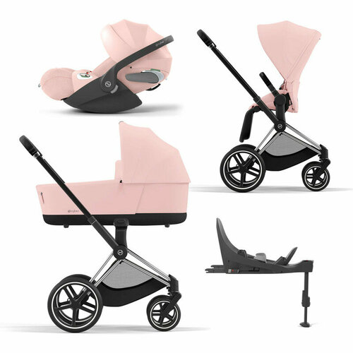 Cybex Priam IV Коляска 4 в 1, шасси IV Chrome Black/Peach Pink cybex priam iv коляска прогулочная шасси iv mattblack peach pink