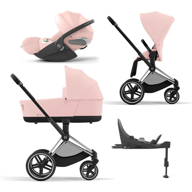 Cybex Priam IV Коляска 4 в 1, шасси IV Chrome Black/Peach Pink