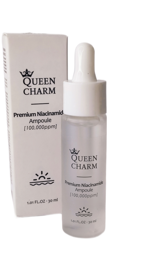 Увлажняющая ампульная сыворотка для лица с ниацинамидом, 10% QUEENCHARM Premium Niacinamide Ampoule для выравнивания тона 30мл