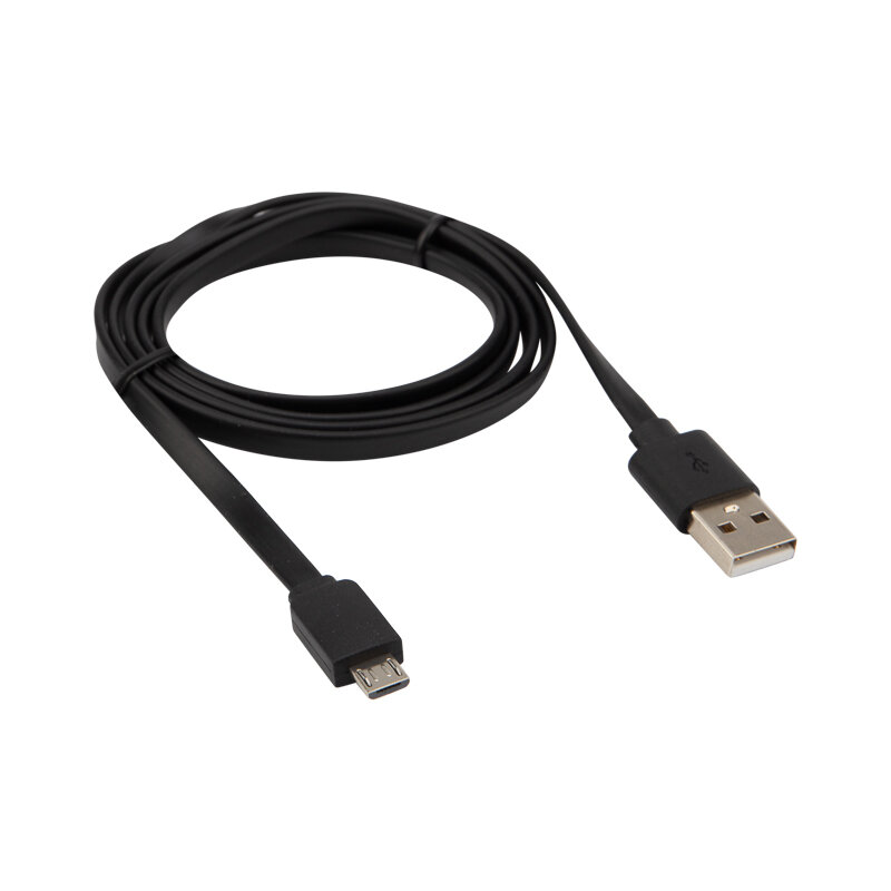 USB кабель microUSB универсальный шнур плоский 1м черный Rexant