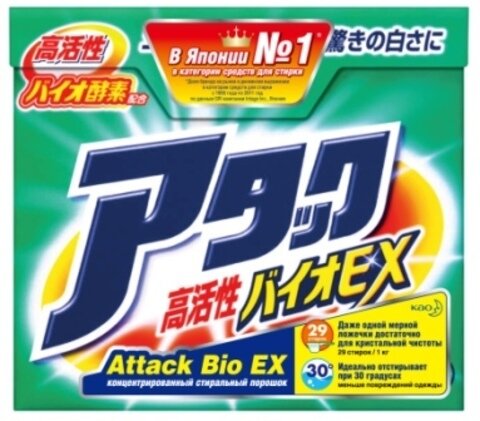 Порошок стиральный универсальный, KAO, Attack Bio EX, Цветочный, 900 г