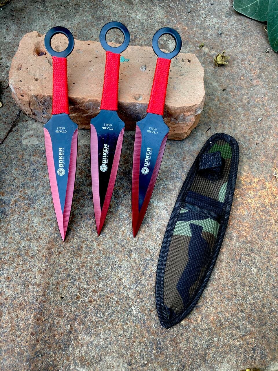 Метательные ножи BOKER (красные), набор 3 шт.