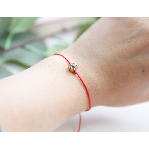 фото Браслет-нить, фианит, красный, золотой reniva